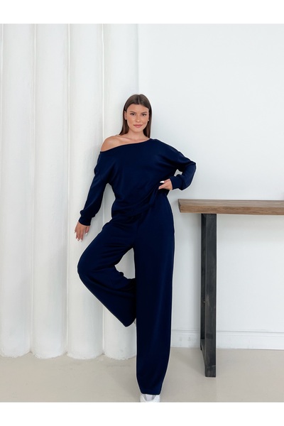 OTAKU Women's Modal Fabric Off Shoulder Sweatshirt and Trousers Set