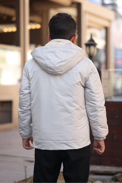 Boymen Black Fur Inside Thick Waterproof Exit Hooded Children's Coat Premium Coat