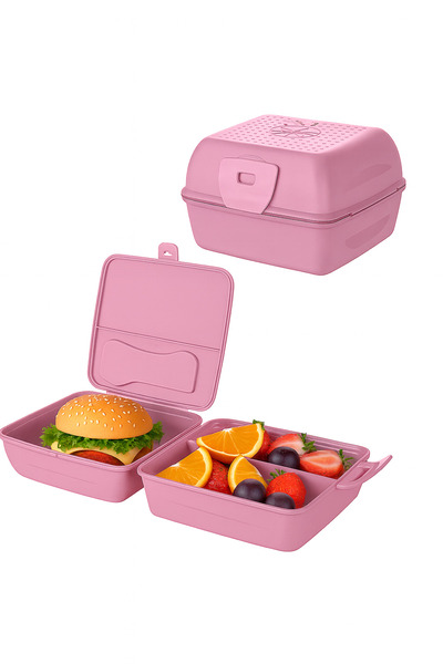 ELDİPA Three Compartment Lunch Box Storage Container with Fork and Spoon Gift Colorful Practical