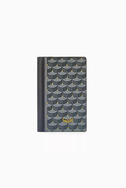 FAURE LE PAGE حافظة جواز سفر من القماش بمقياس Etendard مع جلد العجل وتفاصيل حافة ملونة