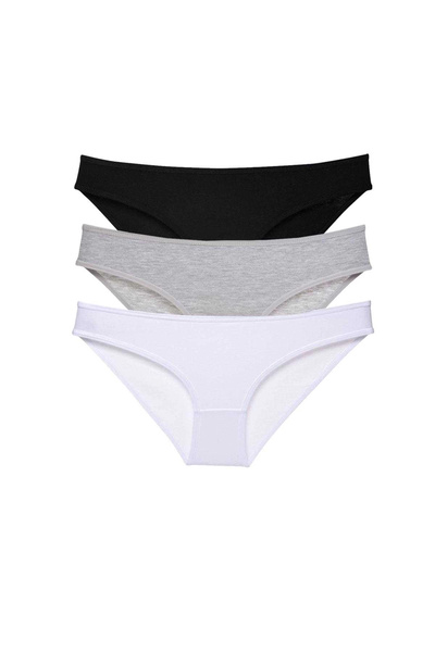 No8 Home 3 Pieces Super Eco Set Lycra Women's Slip Panties Black Gray White