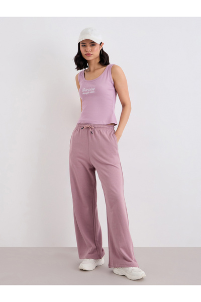 Styli Purple Fitted Embroidered Tank