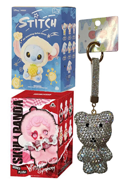 Pofika Skullpanda Labubu 1 Adet+Stitch Koala 1 Adet Sürprize Paket+Ayıcık Cha...