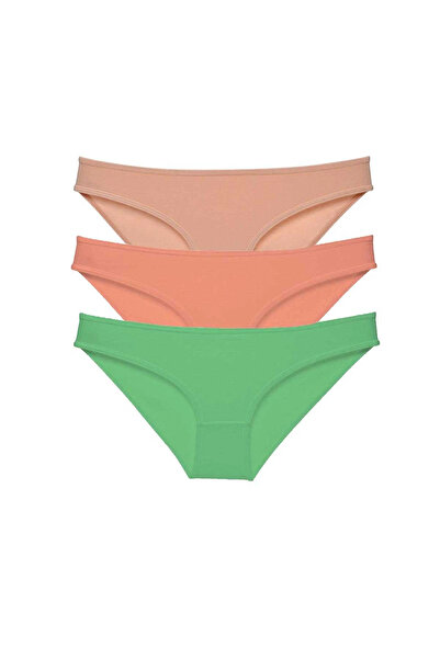 No8 Home 3 Pieces Super Eco Set Lycra Women's Slip Panties Skin Powder Green