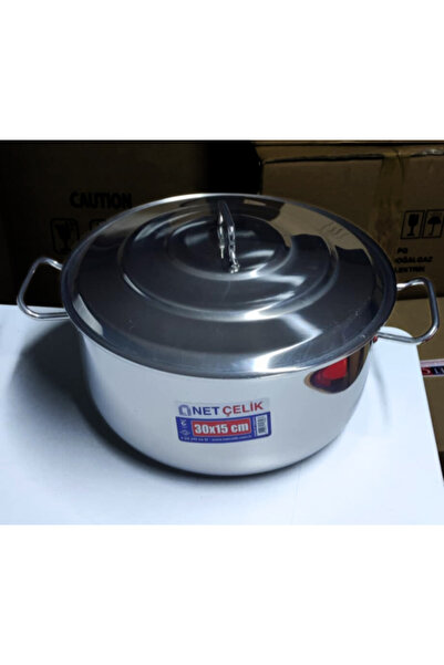 Net Çelik Helvane Pot with Lid 30X15 cm - 10.5 Liter
