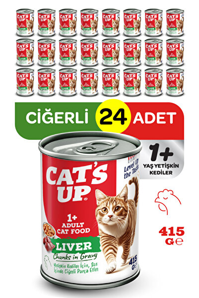 Cat's Up Cats Up Yaş Yetişkin Kedi Maması Ciğerli 415gr 24Lü