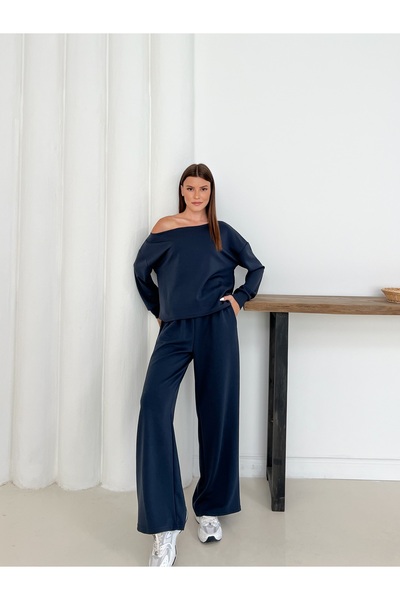 OTAKU Women's Modal Fabric Off Shoulder Sweatshirt and Trousers Set