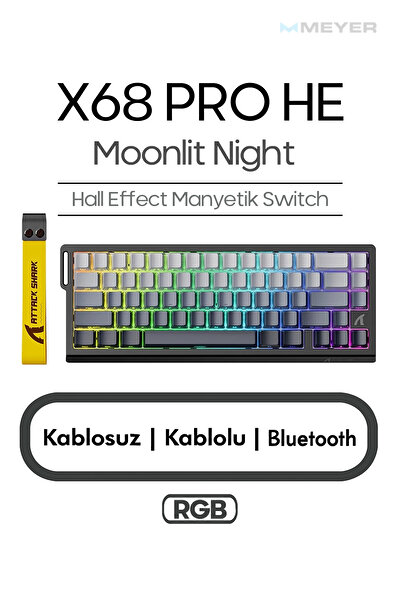 Meyer Gaming Attack Shark X68 PRO HE Hall Effect Rapid Trigger Mekanik Klavye...