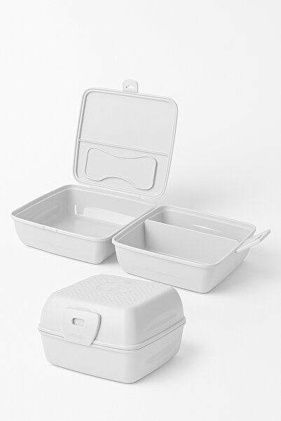 ELDİPA Three Compartment Lunch Box Storage Container with Fork and Spoon Gift Colorful Practical