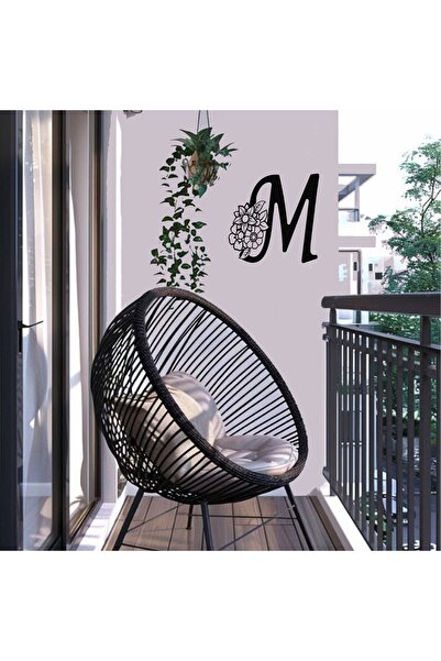 Lucenda Işıklı Kişiye Özel Çiçekli M Harf Dekoratif Tablo Balkon Duvar Dekorl...