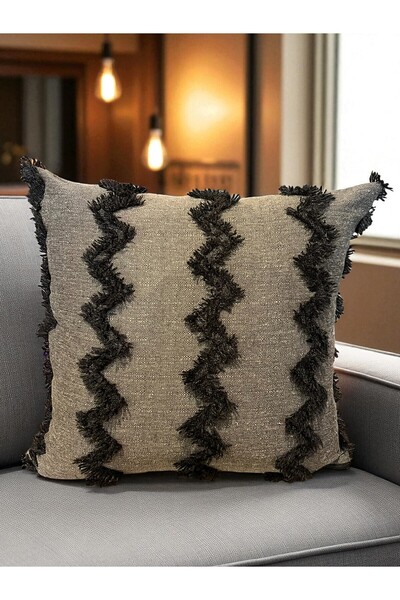 Lena Maison Zikzak Desenli Gri Kırlent Kılıfı