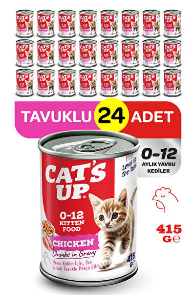 Cat's Up Cats Up Yaş Yavru Kedi Maması Tavuklu 415gr 24Lü