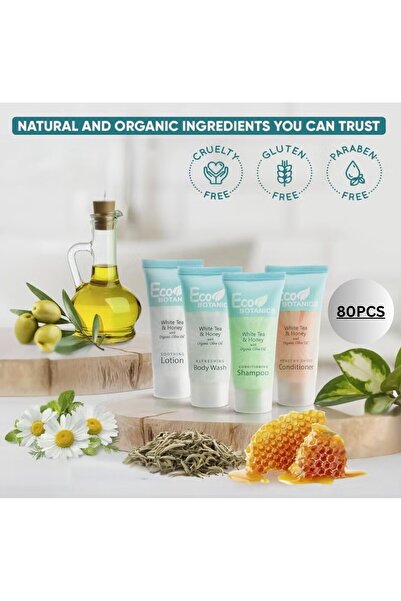 Eco Botanics أساسيات السفر: مجموعة أدوات النظافة الصديقة للبيئة من 80 قطعة (0...