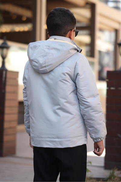 Boymen Black Fur Inside Thick Waterproof Exit Hooded Children's Coat Premium Coat