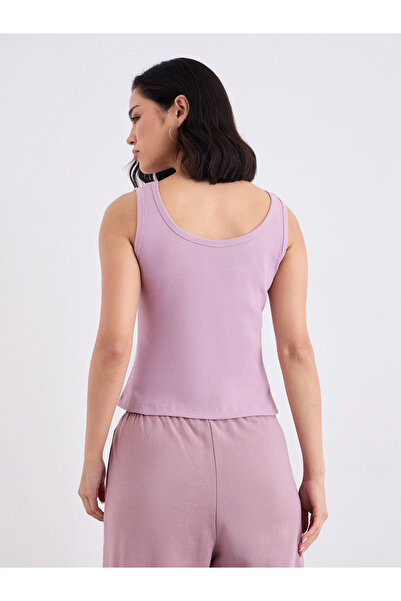 Styli Purple Fitted Embroidered Tank