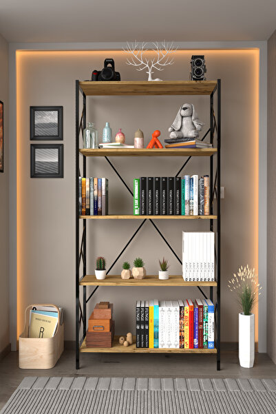 AWOX 5 Raflı Kitaplık Dekoratif Raf – 180x90x30