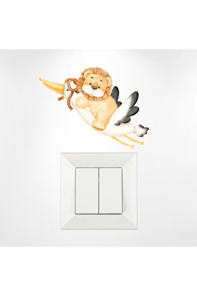 Bimotif Priz sticker 10x15 cm, Aslan ve Leylek