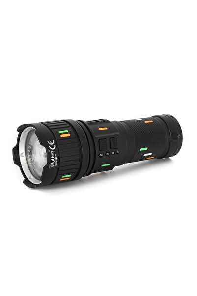 Watton 5000 Lümen Lazer Etkili Çok Güçlü Kamp Avcılık Acil Durum Profesyonel El Feneri Siyah