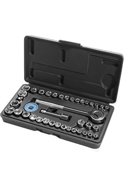 Duravel 40-Piece Socket Set with Ratchet Handle, Metric and SAE Sockets, Storage Case