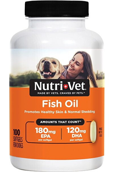 Nutri-Vet نيوتري فيت كبسوالت هالمية بزيت السمك للكالب 100 كبسولة