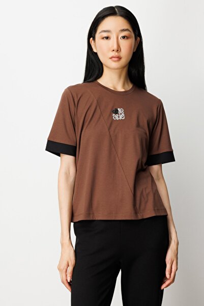 ON Bluză cu gât în ​​formă de stea cu pietre în față