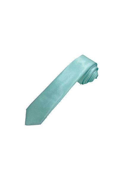Brianze Water Green Solid Color Satin Slim Tie