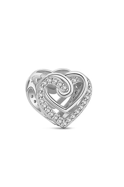 Fubena Iç Içe Kalp Gümüş Charm