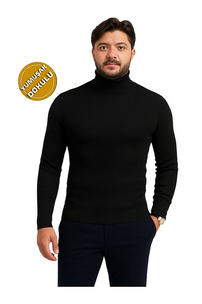 EMKA GİYİM Men's Slimfit Full Lycra High Neck Turtleneck Sweater