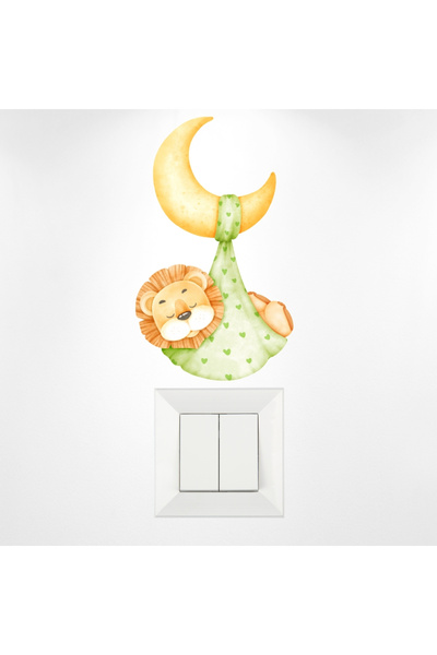 Bimotif Priz sticker 10x15 cm, Uyuyan Aslan