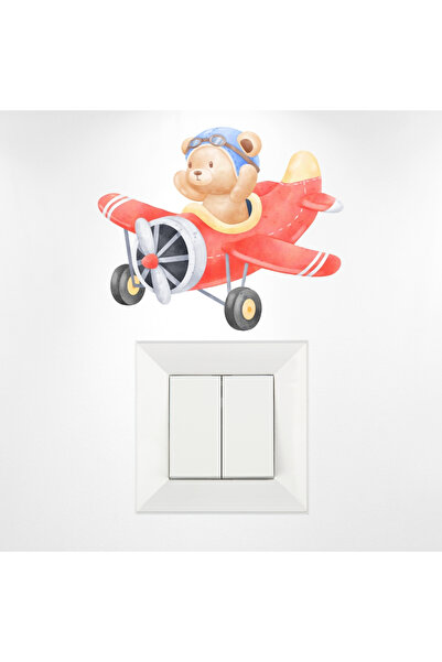 Bimotif Priz sticker 10x15 cm, Pilot Ayıcık