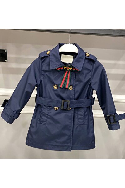 STYLENEST KIZ ÇOCUK TRENÇKOT LACİVERT TRENÇKOT YAĞMURLUK