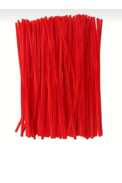 iğne izi 100S Chenille, Educational Chenille, Fuzzy Wire, Plush Wire, Velvet Chenille, Craft Material 30cm Red