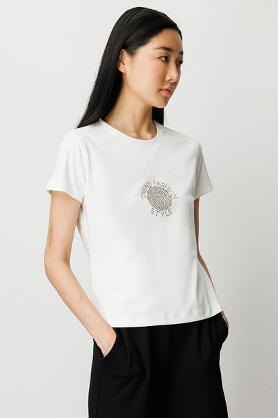 ON Short Sleeve Blouse with Stone Print on the Front