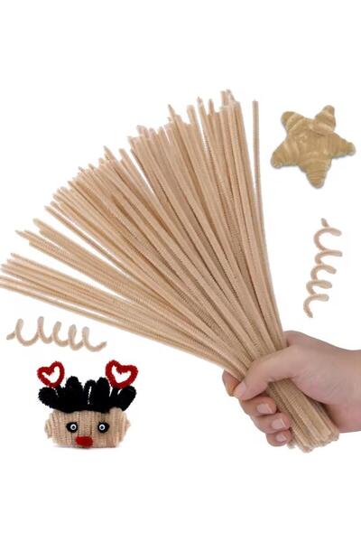 iğne izi 100S Chenille, Educational Chenille, Fuzzy Wire, Plush Wire, Velvet Chenille, Craft Material 30cm Beige