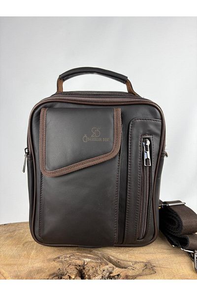 özdemirler deri Leather Handbag with Phone Compartment-Hazelnut-Brown
