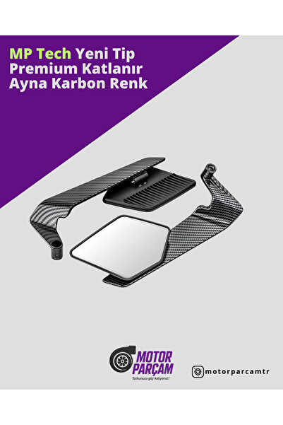 MP Tech Yeni Tip H2 Premium Katlanır Ayna Karbon Renk
