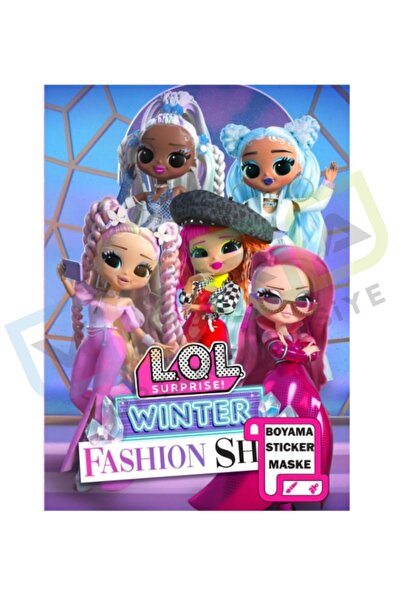 DerinHome Lol bebek karakter baskılı boyama kitabı stickerli maske