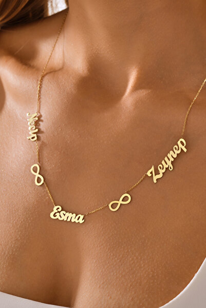 VeraDesignGold 14 Ayar Altın Kişiye Özel Sonsuzluk Detaylı İsimli Altın Kolye