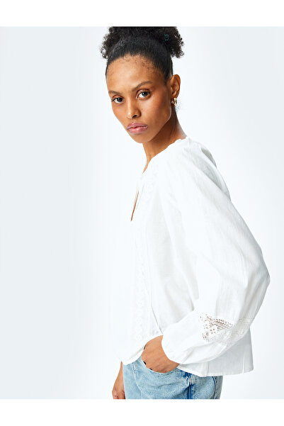 Koton Μπλούζα με μακρύ μανίκι με λεπτομέρεια φιστό oversized