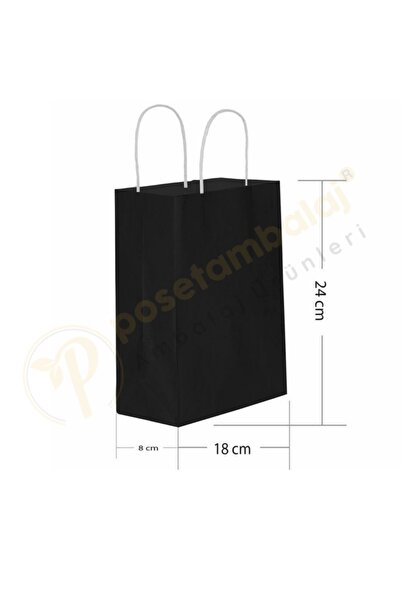 CarpCorn Siyah Kraft Çanta Küçük Boy 18x8x24 cm 25 Adet
