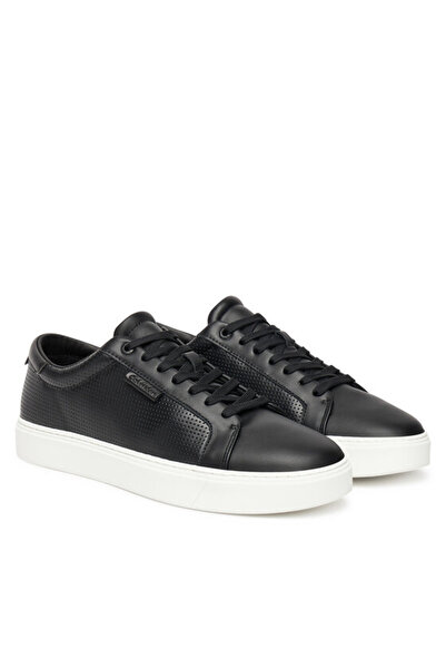 Calvin Klein Erkek Rahat Düz Taban Düşük Bilekli Nefes Alabilir Dış Yüzey Tasarımlı Siyah Sneaker HM0HM01870-0GM