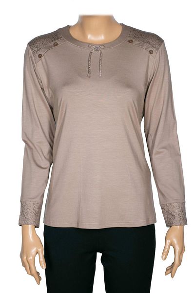 SİMAY Women's Flora Medium Size Combination Shoulder Button Stone Beige Sports Blouse