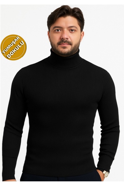 EMKA GİYİM Men's Slimfit Full Lycra High Neck Turtleneck Sweater