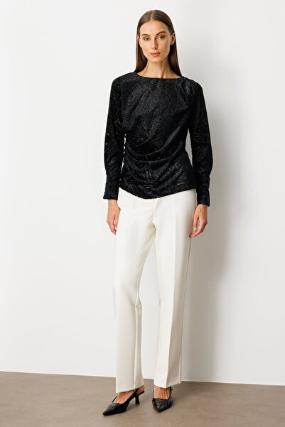 Ekol Βελούδινη μπλούζα με κορδόνι