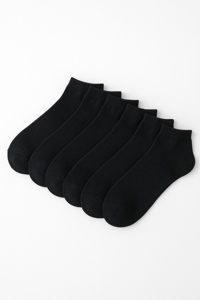 hefox 6 Pairs Men's Seamless Toe Cotton Ankle Length Basic Booties Socks