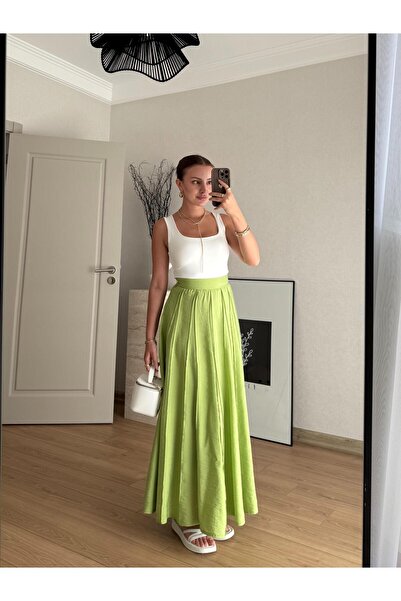 BAŞARAN Πράσινη φούστα με κρασί