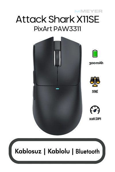 Meyer Gaming Attack Shark X11SE 22000 DPI PAW3311 Kablosuz Oyuncu Faresi