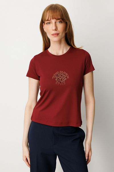 ON Short Sleeve Blouse with Stone Print on the Front