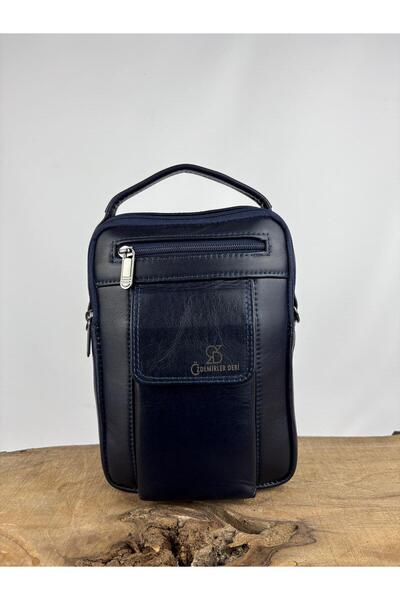 özdemirler deri Genuine Calfskin Handbag Navy Blue
