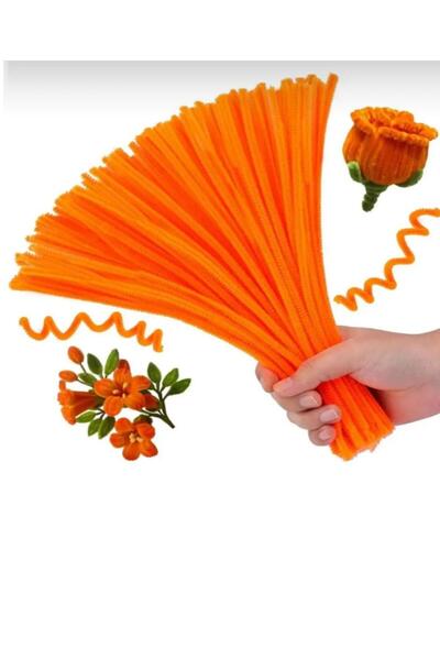 iğne izi 100S Chenille, Educational Chenille, Fuzzy Wire, Plush Wire, Velvet Chenille, Craft Material 30cm Orange